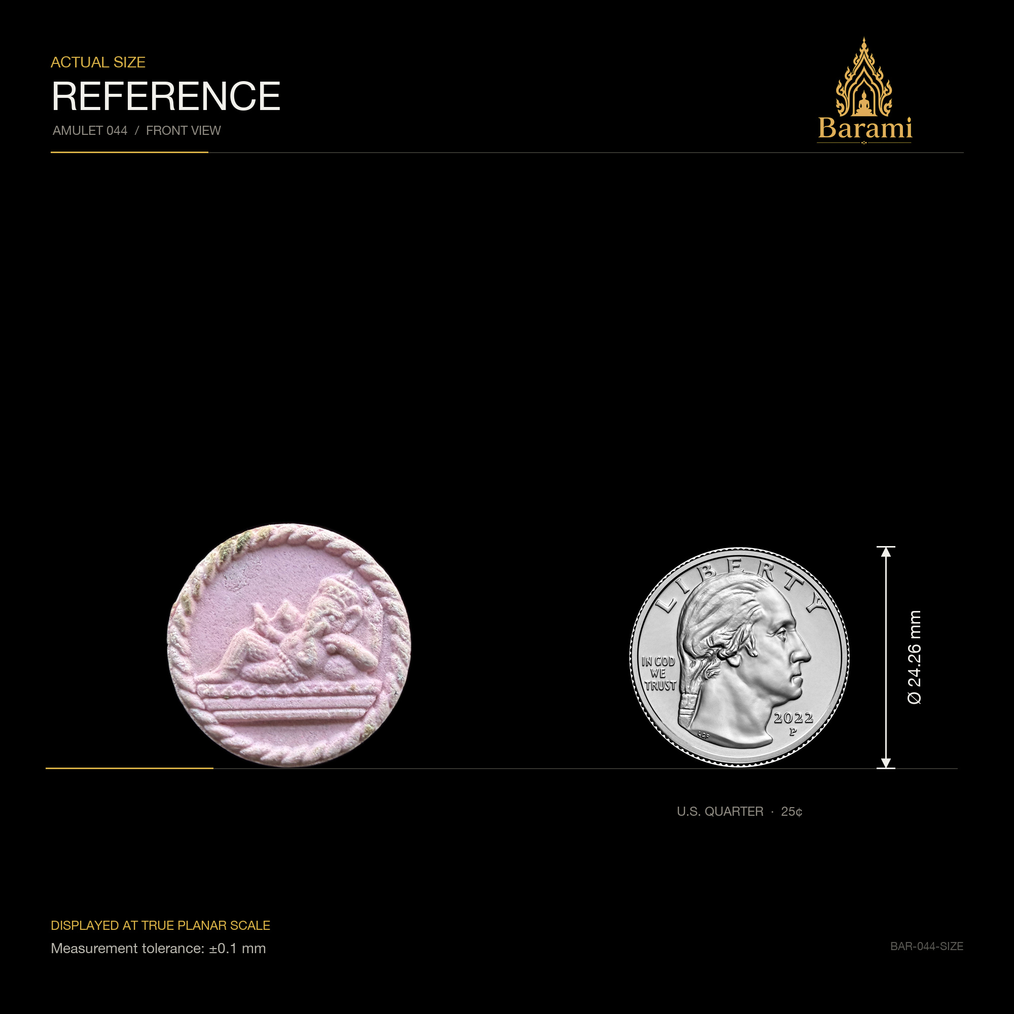 Love Ganesha — Pink Round Om-Back Medallion, size reference