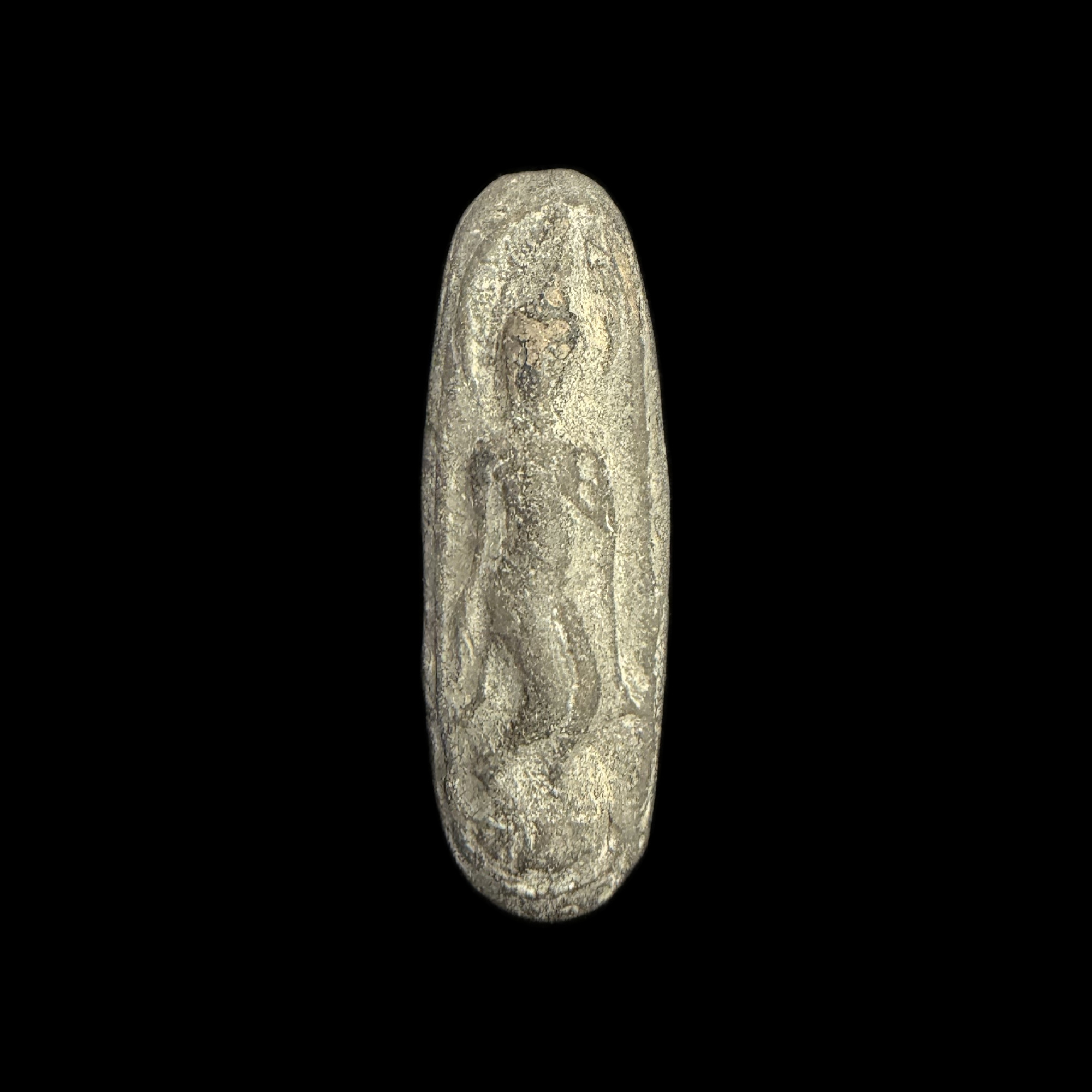 Walking Buddha — Slender Oval Relief, front view