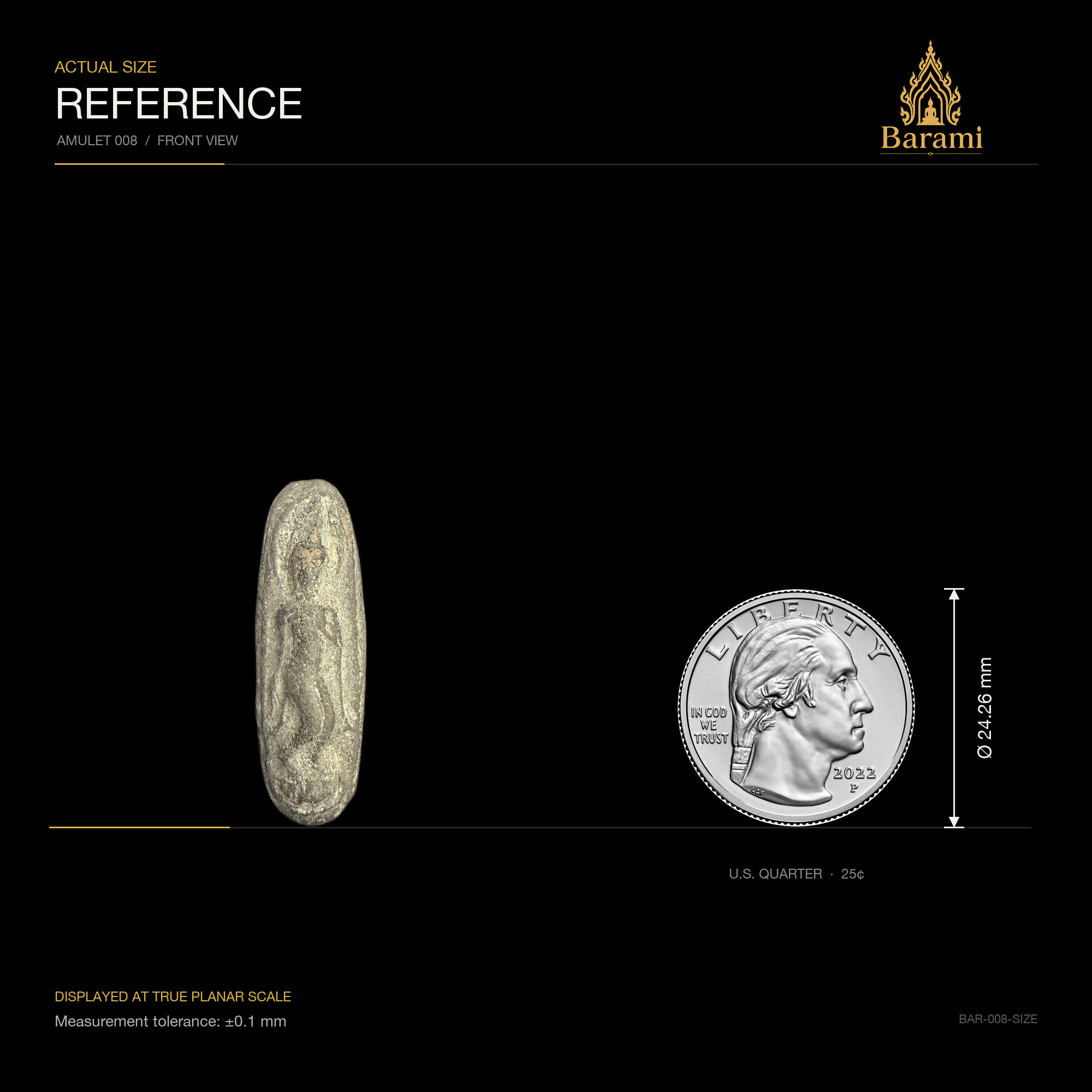 Walking Buddha — Slender Oval Relief, size reference