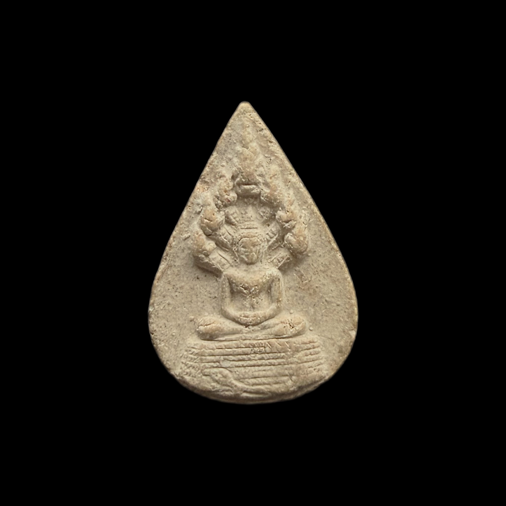 Naga Buddha — Brown Teardrop Seven-Naga Form, front view