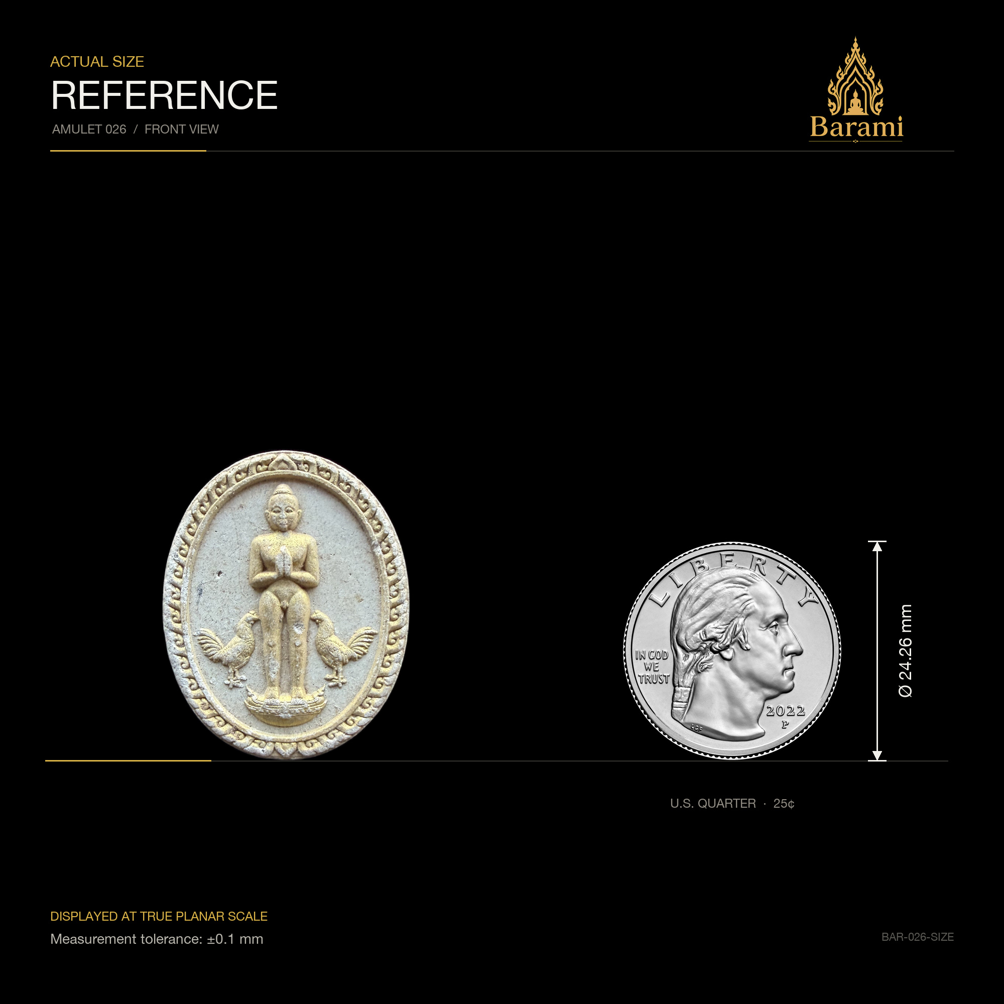 Metta Maha Niyom Figure — Silver-Tone Oval Medallion, size reference