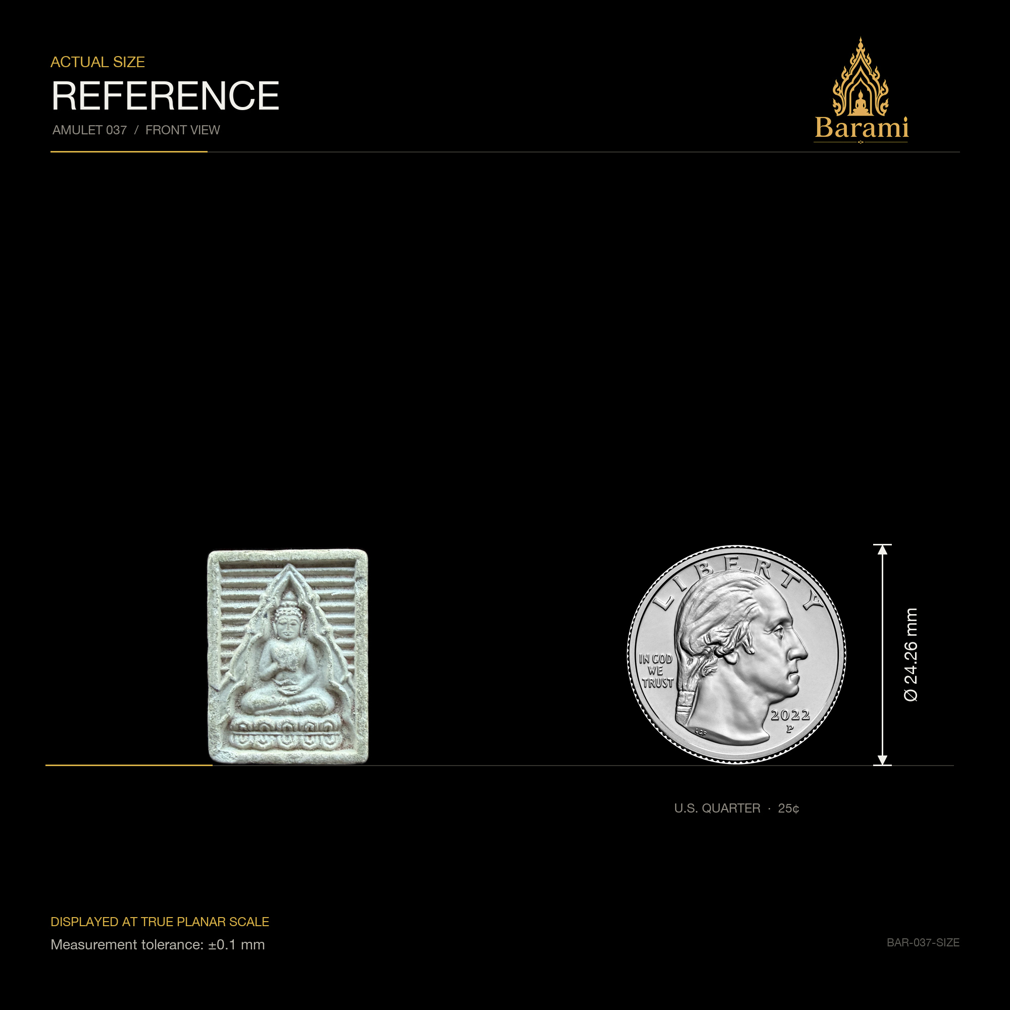 Phra Rod — Radiant Rectangular Relief, size reference
