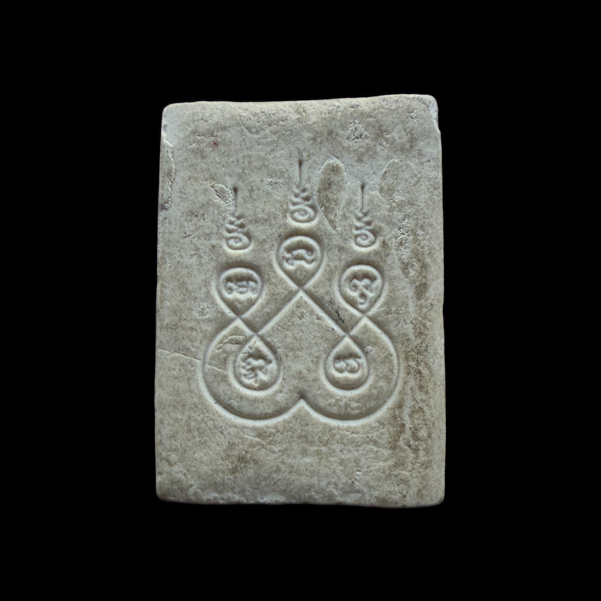 Phra Somdej — White Rectangular Twin-Yantra Back, back view