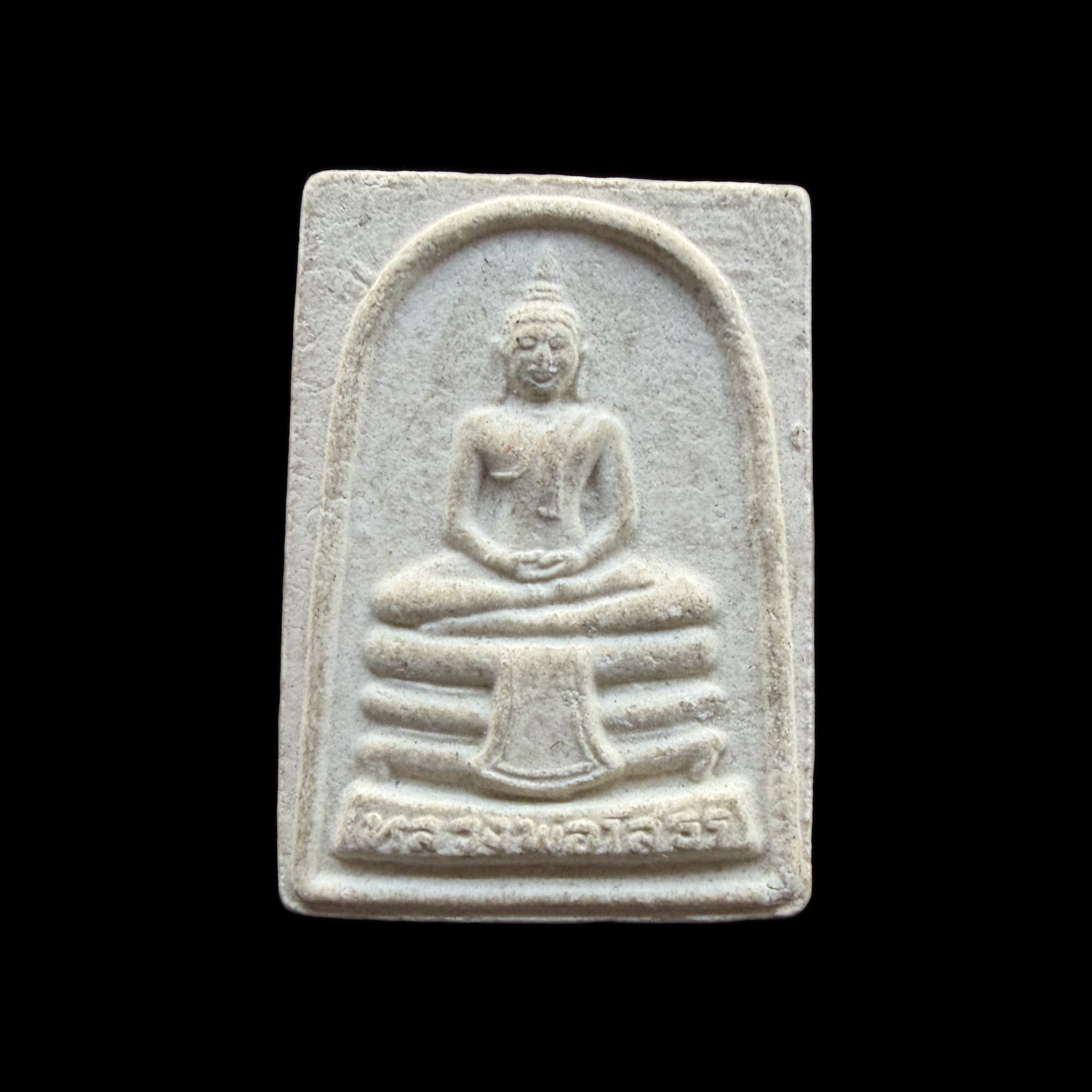 Phra Somdej — White Rectangular Twin-Yantra Back, front view