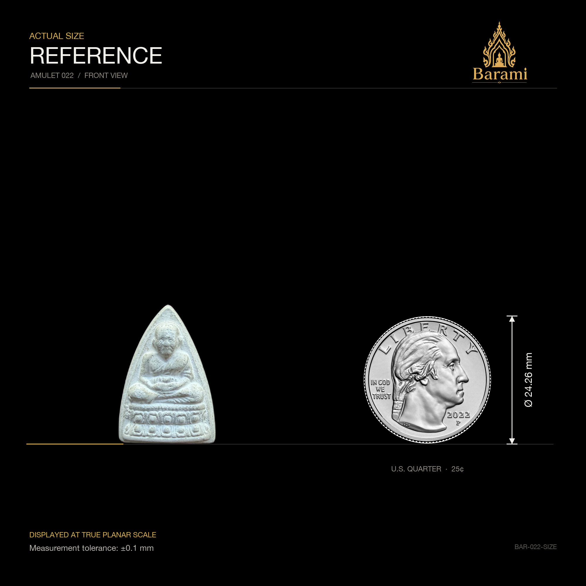 Luang Pu Thuat — White Pointed Arch Form, size reference