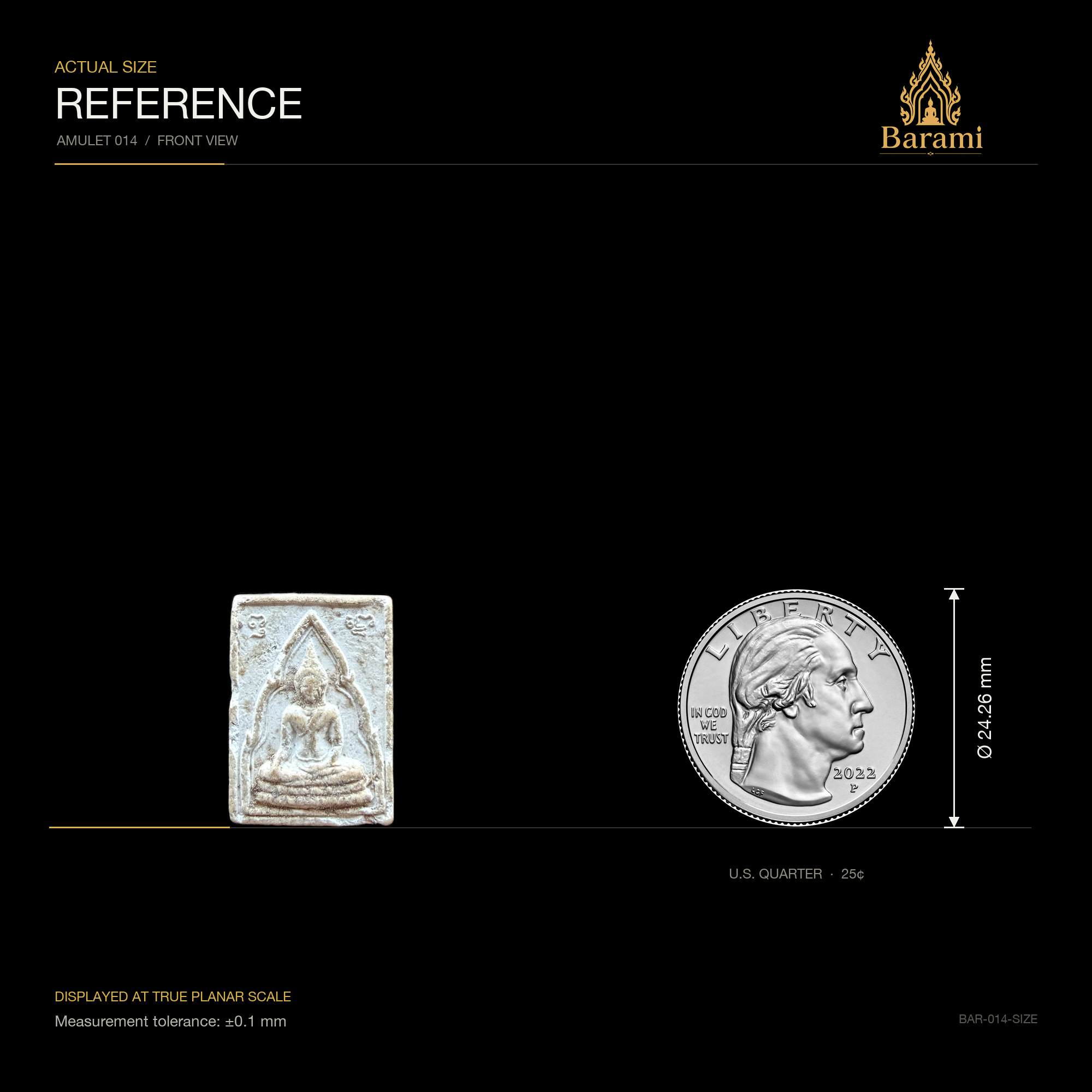 Medicine Buddha — White Arched Inscribed Form, size reference