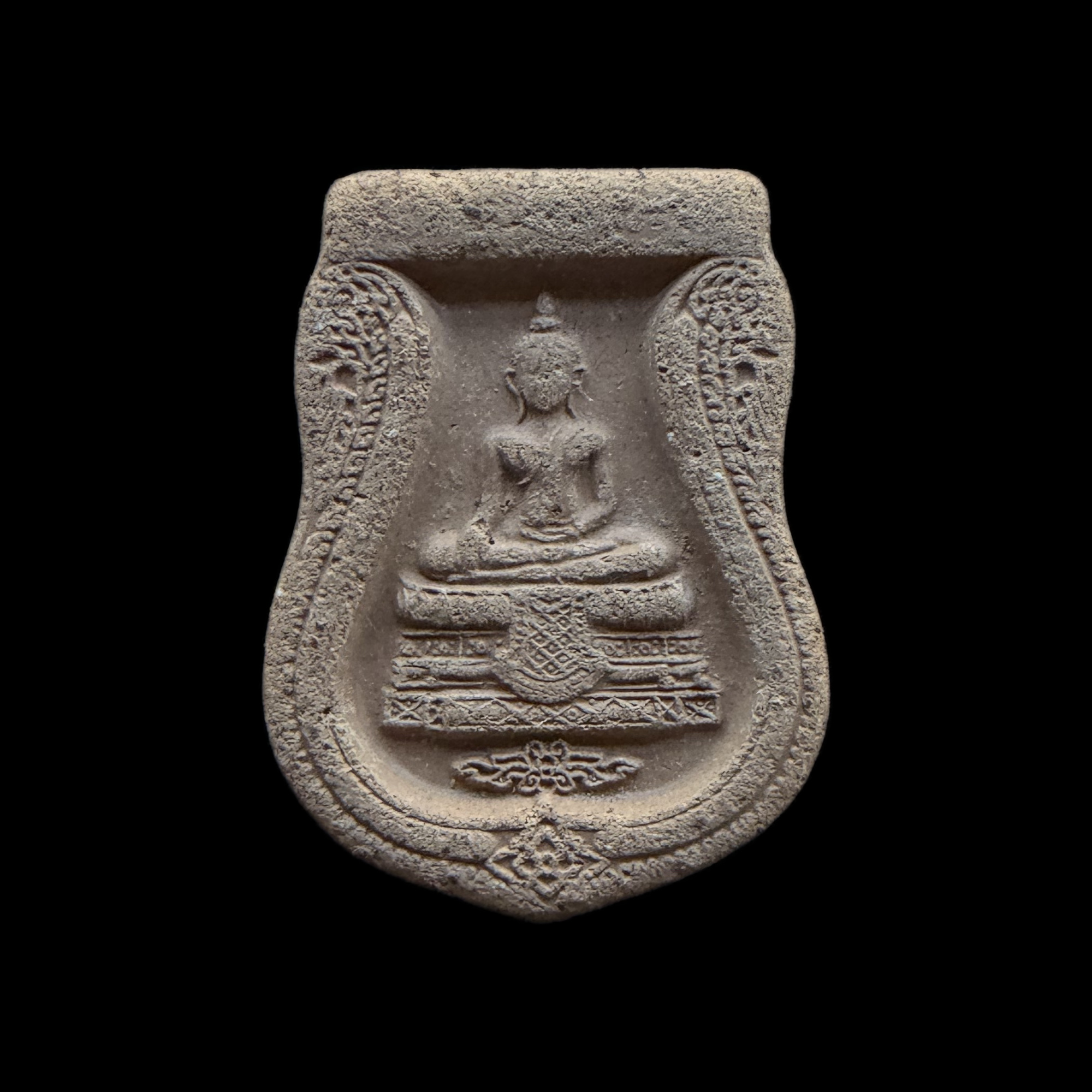 Luang Pho Sothon — Brown Shield-Shaped Relief, front view
