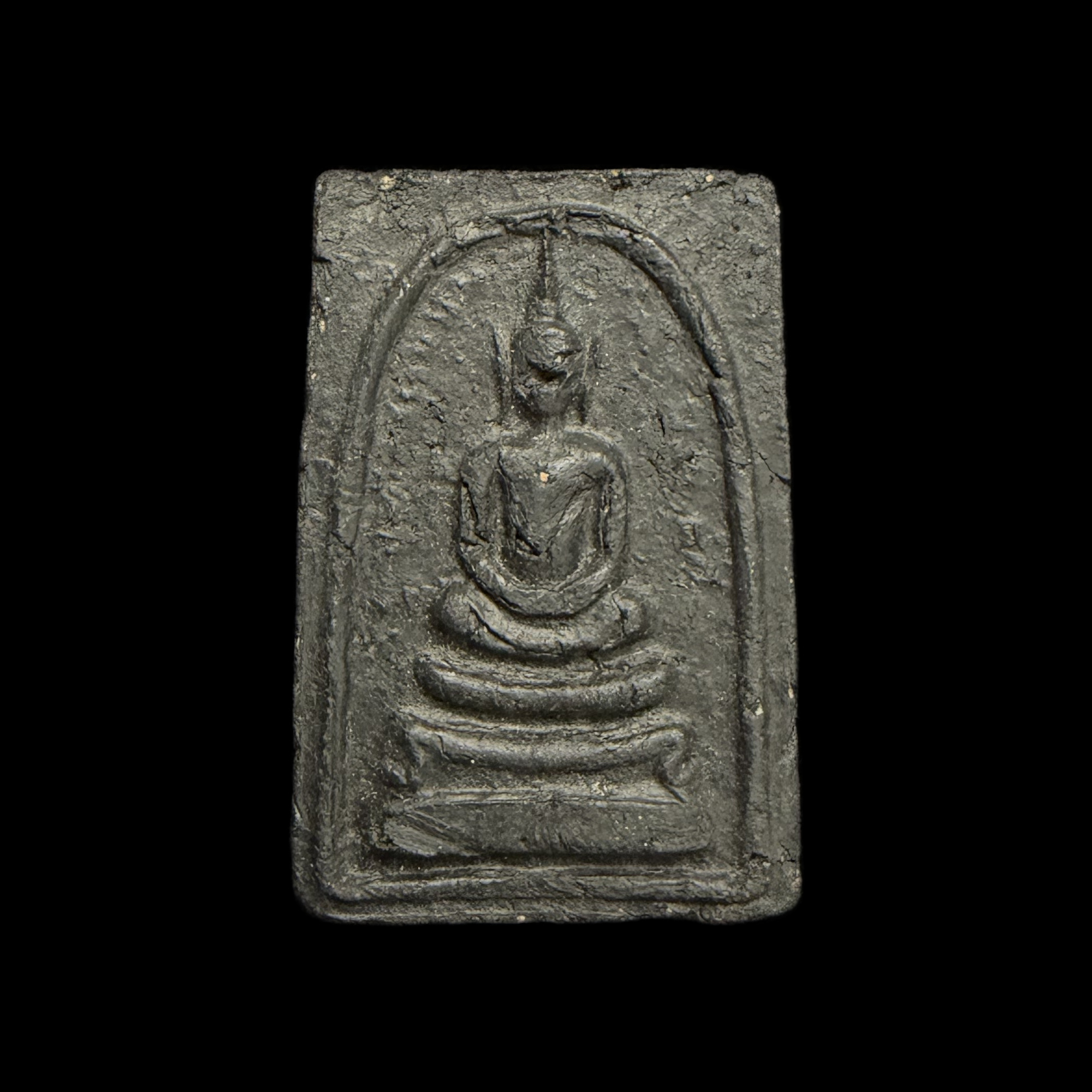 Phra Somdej — Dark Rectangular Three-Tier Base, front view