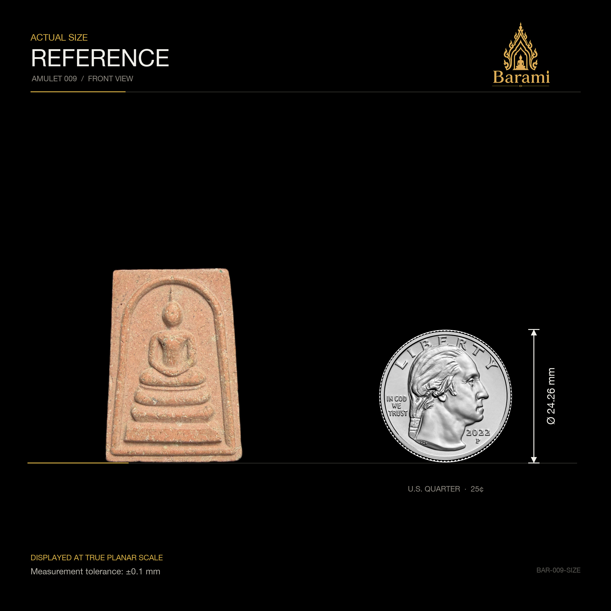 Phra Somdej — Terracotta Three-Tier Base, size reference