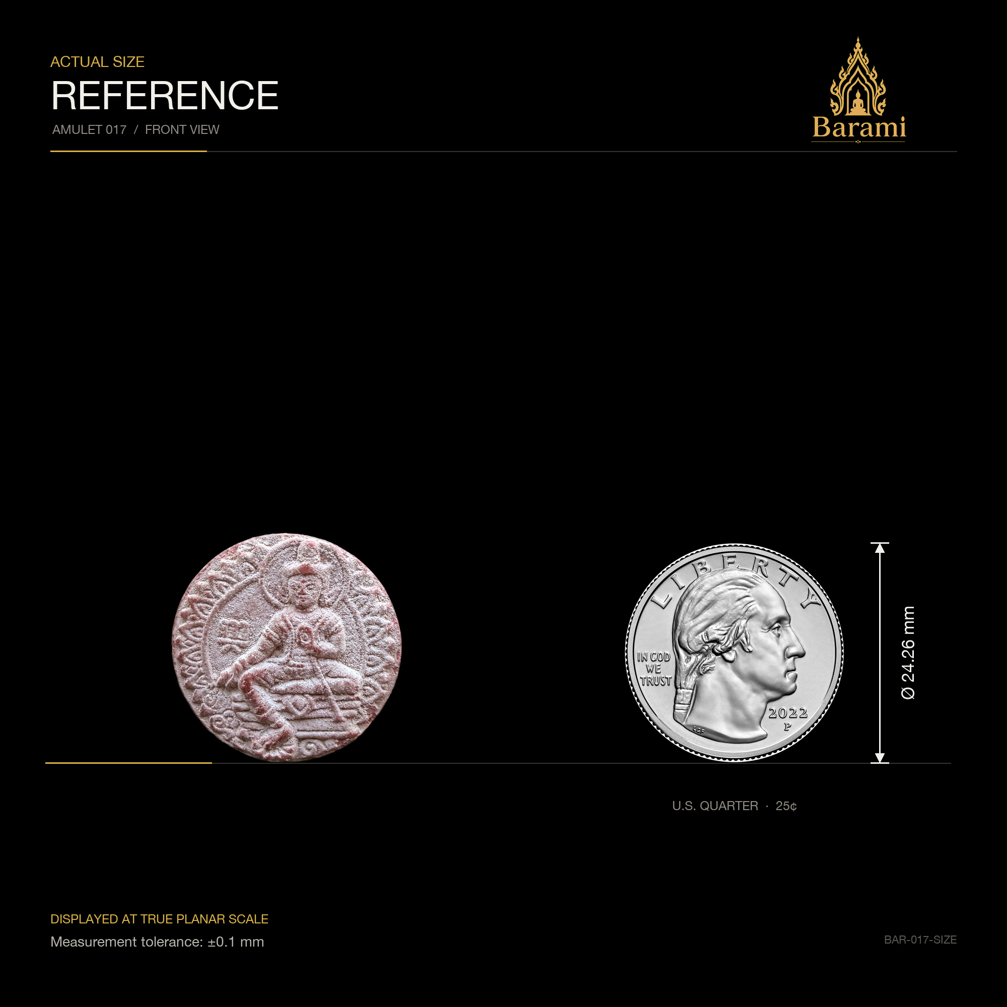 Jatukam Rammathep — Red Round Double-Sided Medallion, size reference