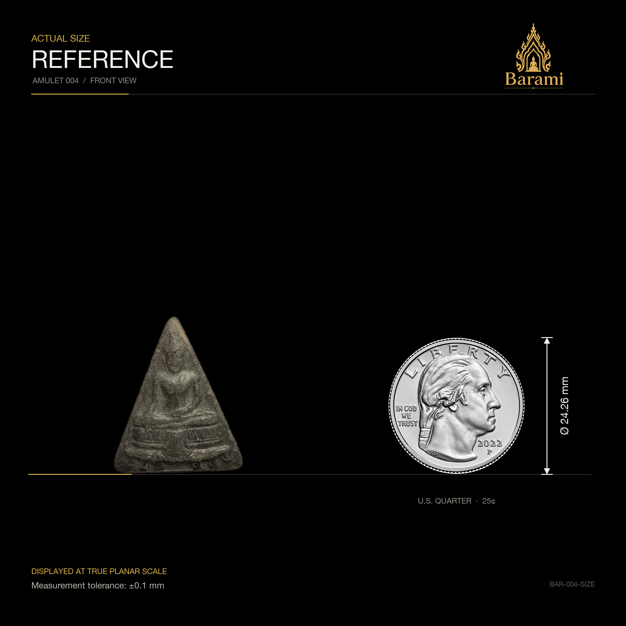 Phra Pak Nam — Pointed Dark Triangular Form, size reference